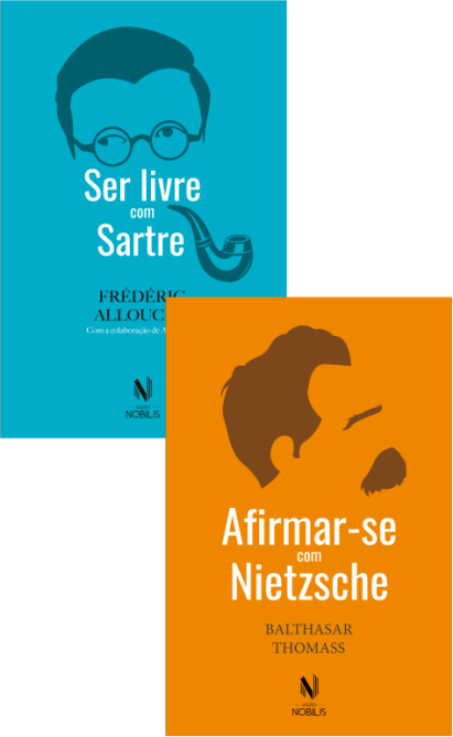 Capa dos livros "Ser livre com Sartre" e "Afirma-se com Nietzsche"